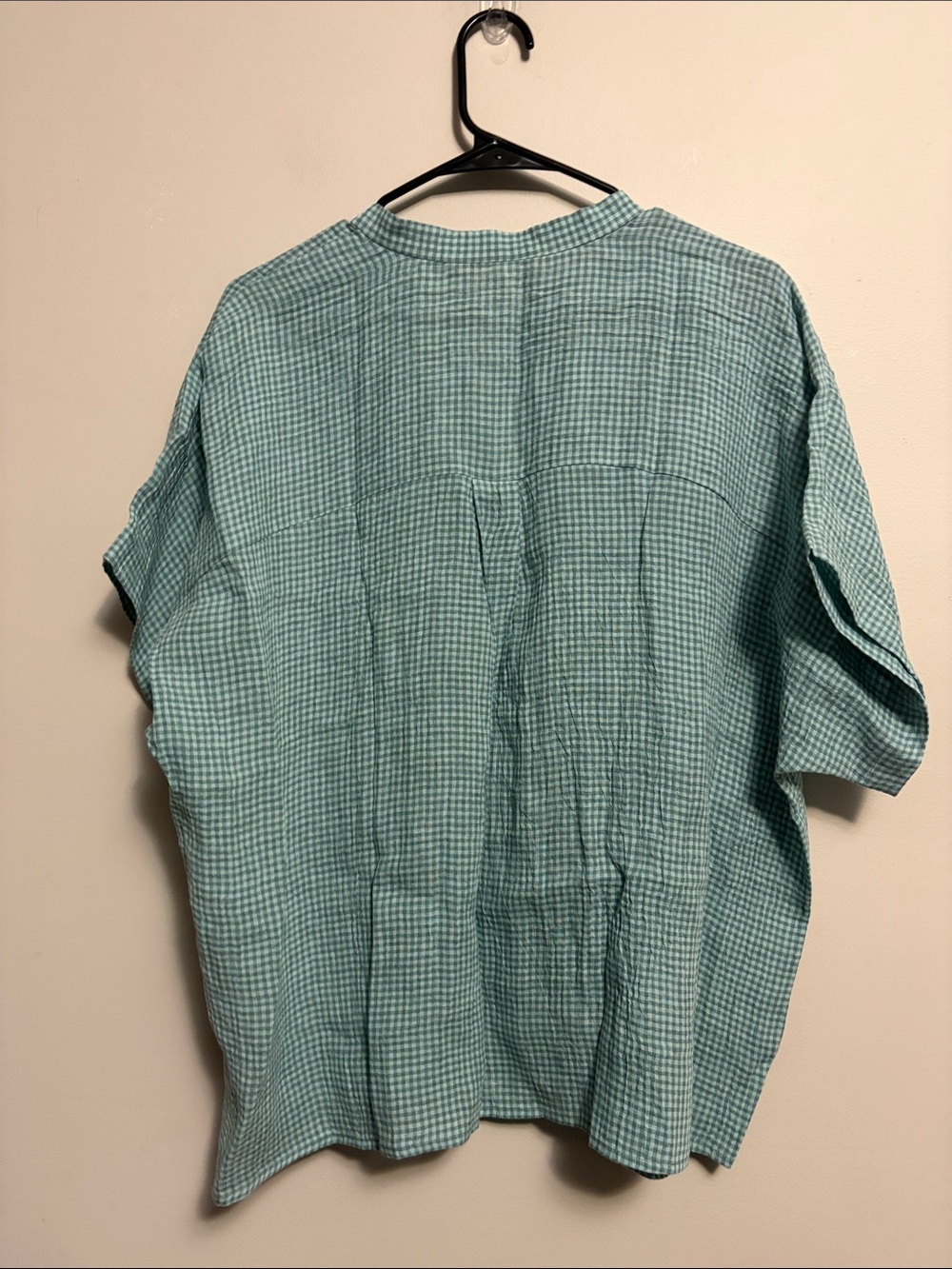 Eileen Fisher Organic Linen Puckered Check Gingham Button Shirt 1X - Picture 5 of 5